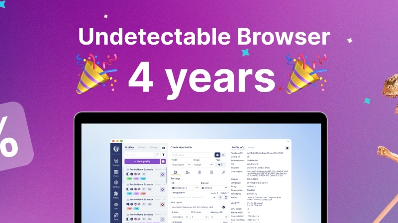 🎉 Undetectable Browser — 4 Years! Promo 🎉